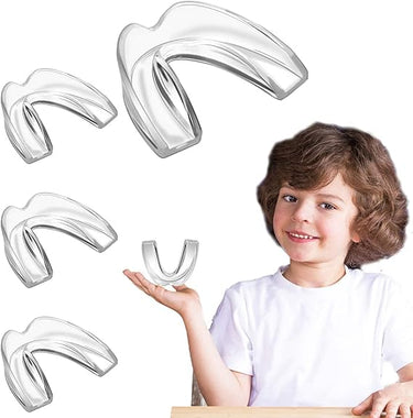EasterCare Kids (510 años) Protector bucal para molienda de dientes, paquete de 4 protectores de mordida + funda de protección dental, elimina el bruxismo de apretar por la noche, bandeja de